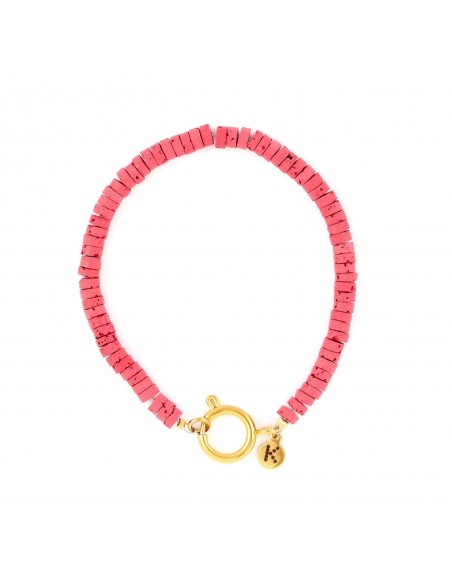 Energetic pink - bracelet made of colored volcanic lava - 7