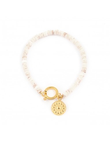 Ecru howlite with pendant - bracelet made of natural stones - 1