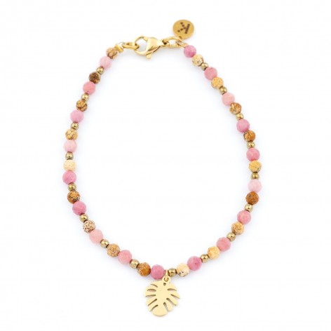 Pink-sandy bracelet made of natural stones - 1