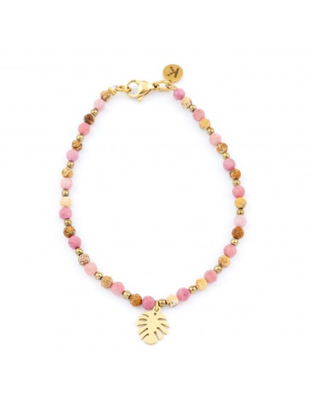 Pink-sandy bracelet made of natural stones - 1