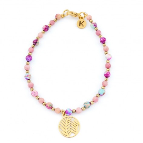 Pastel pink bracelet made of natural stones - 1