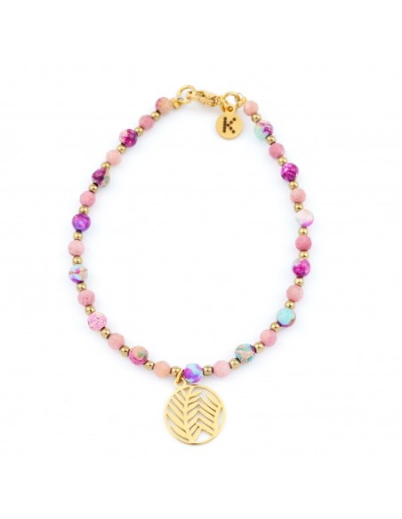 Pastel pink bracelet made of natural stones - 1