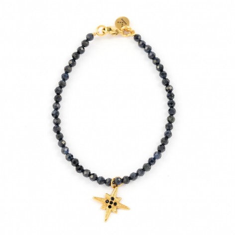 Black sapphire - bracelet made of natural stones - 1