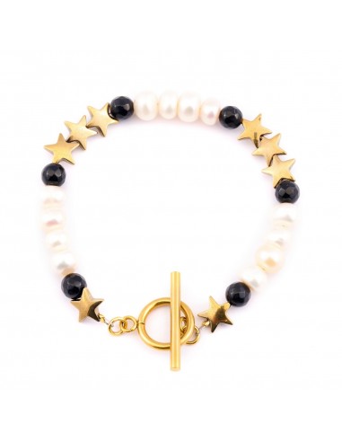 Bracelet made of Onyx and Pearl with stars - 1