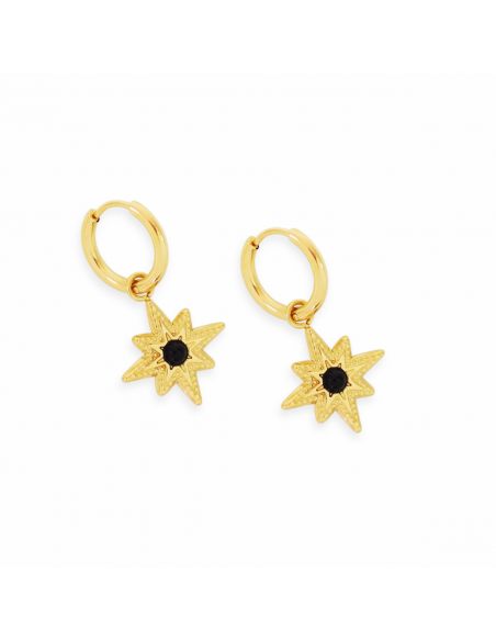 Gilded earrings with spark and black eye - 1
