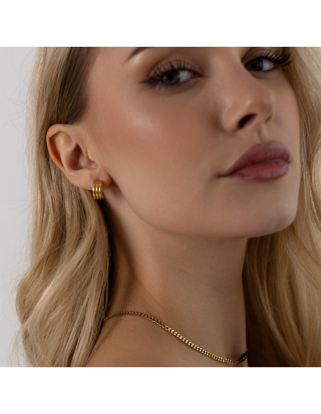 Mini triple semicircles - gilded earrings - 3