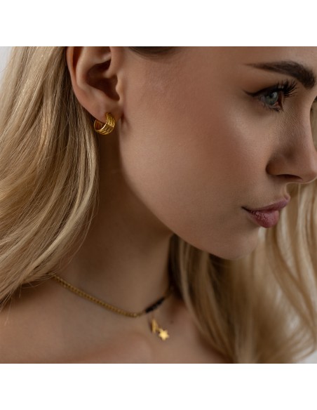 Mini triple semicircles - gilded earrings - 4