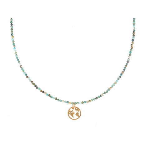World Map - necklace made of natural turquoise - 1