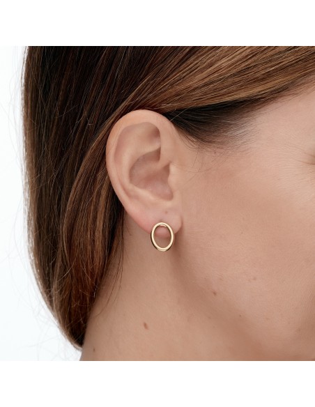 Small ellipse - stud earrings made of gilded stainless steel