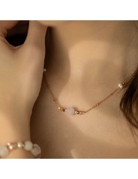 Gold-plated necklace with love stones - 1