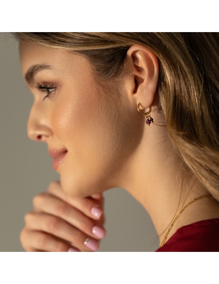 Gold-plated earrings with spinel and ruby - 1