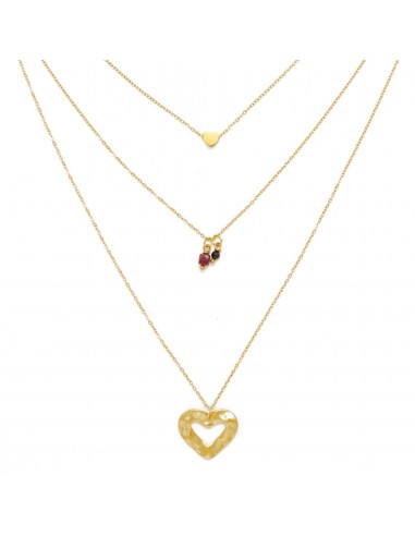 Romantic triple necklace with a crimped heart - 1