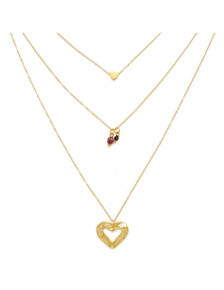 Romantic triple necklace with a crimped heart - 1