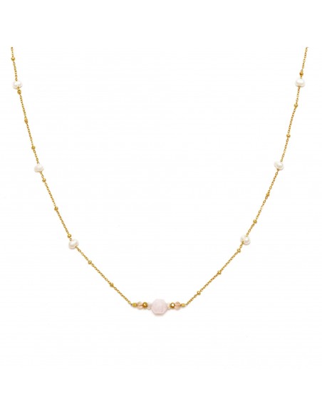 Gold-plated necklace with love stones - 1