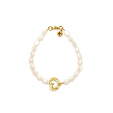 Bracelet made of small pearls with a fluted heart - 1