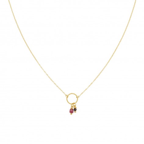 A subtle necklace with Ruby and Spinel stones - 1