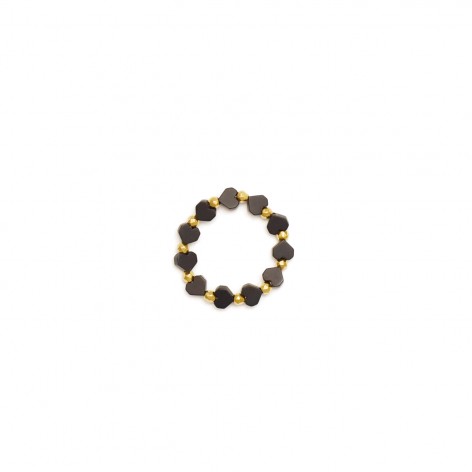 Ring made of black Hematite hearts - 1