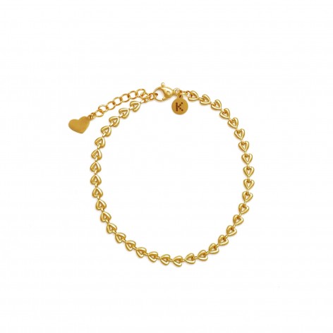 Gold-plated bracelet with heart links - 1
