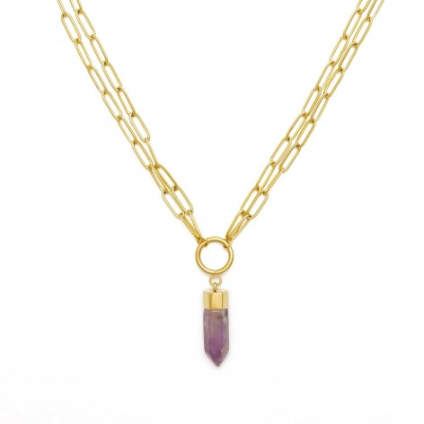 Necklace with crystal - Amethyst - harmony stone - 1