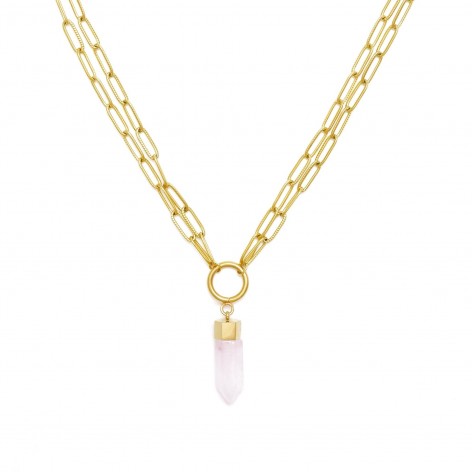 Necklace with crystal - Rose Quartz - stone of love - 1