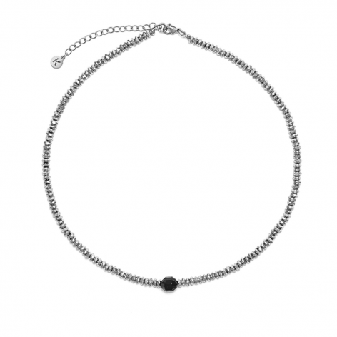 Silver Hematite necklace with black Agate - 1