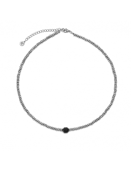 Silver Hematite necklace with black Agate - 1