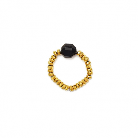 Ring made of gold hematites with a barrel of agate - 1