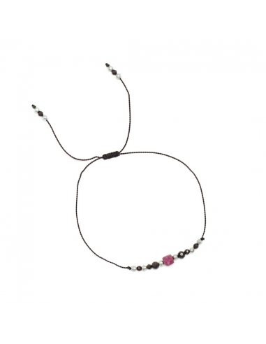 Bracelet on a silk thread with a passion stone - Ruby - 2