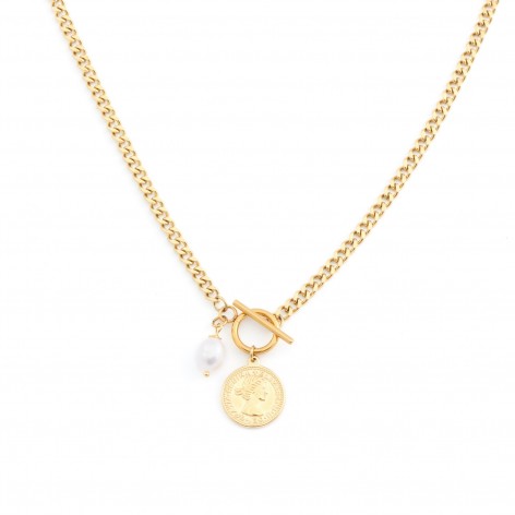 Chain with a pearl and a coin