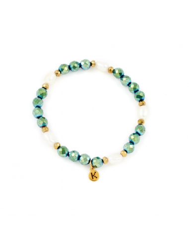 Bracelet - emerald Hematite with Pearls - 1