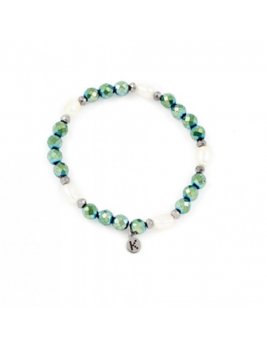 Bracelet - emerald Hematite with Pearls - 2