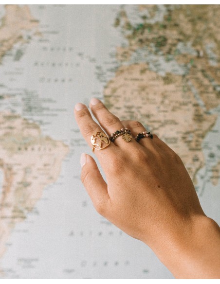 Pozłacany pierścionek "Mapa świata"