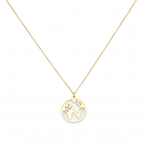 Best-seller! Gold-plated necklace "World Map" - 1