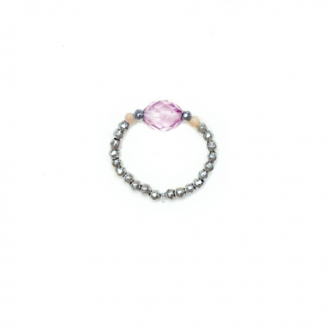 Ring made of natural Amethyst and Rhodonite (silver version) - 1