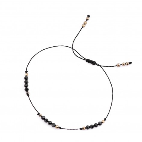 Black&Gold - bracelet made of natural stones on silk thread - 1