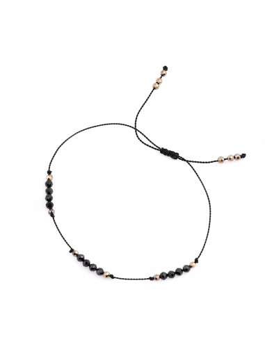Black&Gold - bracelet made of natural stones on silk thread - 1