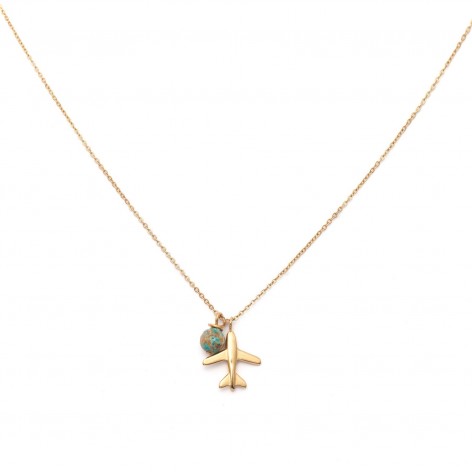 Gold-plated necklace "Airplane" - 1