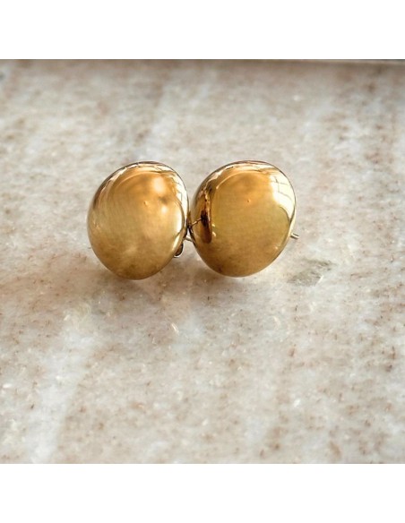 Gold button earrings - studs made of gold-plated stainless steel - 1