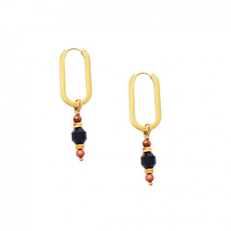 Gold-plated Elips earrings with Desert Sand - a stone of good vibrations Dubai 2.0 - 1