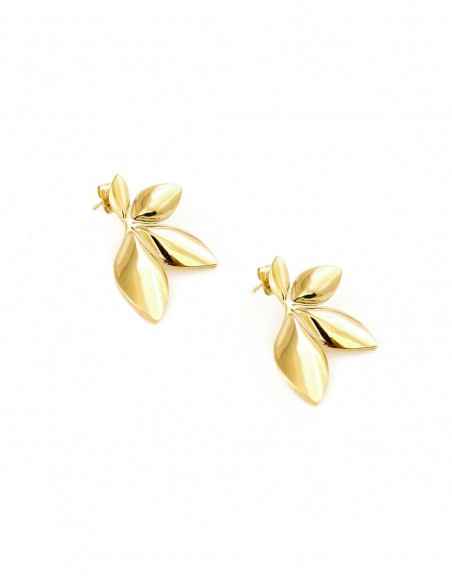 Vintage leaf - earrings made of gilded stainless steel - 2
