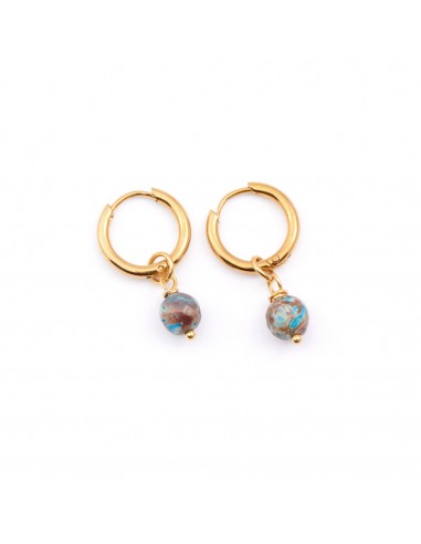 Globe - gold-plated stainless steel hoop earrings - 1
