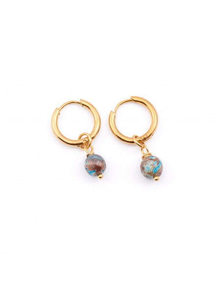 Globe - gold-plated stainless steel hoop earrings - 1