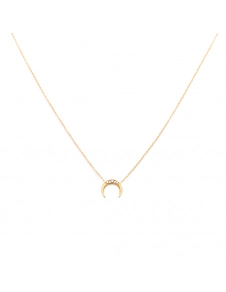 Gold-plated necklace with a mysterious crescent moon - 1