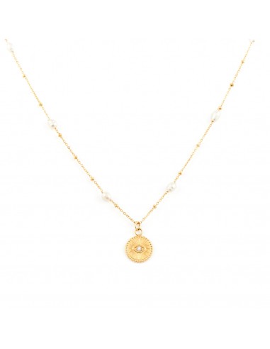 Gold-plated necklace with pearls and a mysterious eye - 1