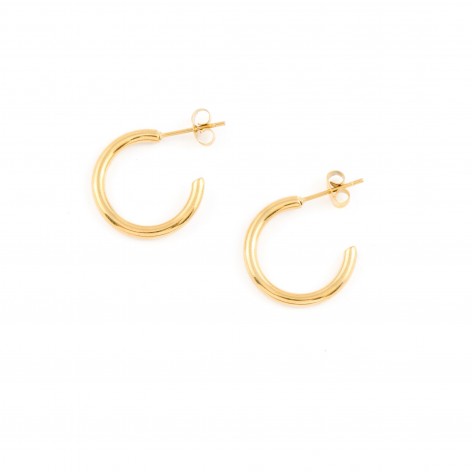 Small inflatable semicircles - earrings made of gold-plated stainless steel - 1