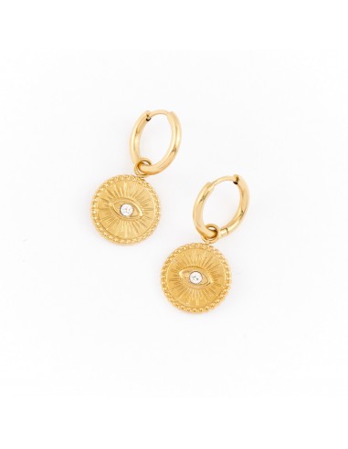 Mysterious eye - gold-plated stainless steel hoop earrings - 1