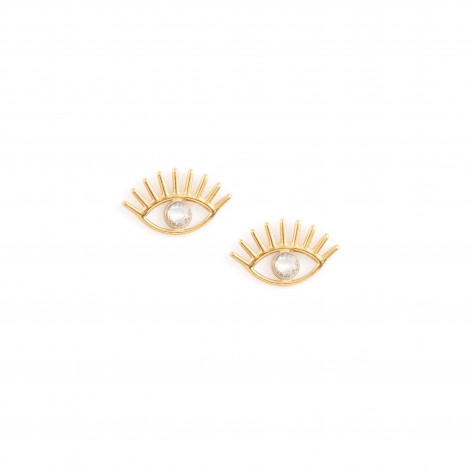 Mysterious eye - gold-plated steel stud earrings - 1