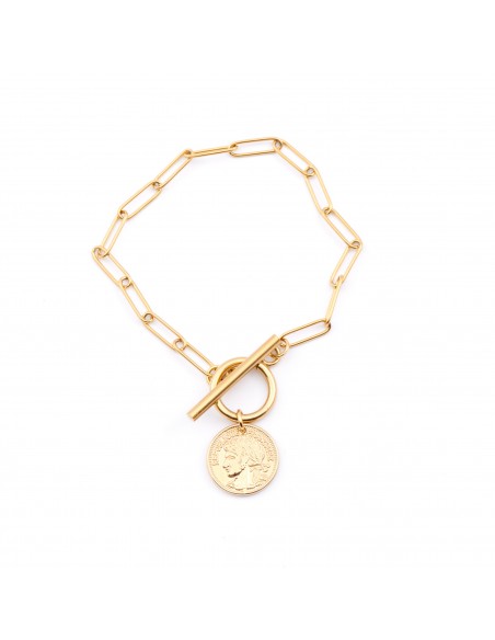 Chain bracelet with toggle and coin - 1