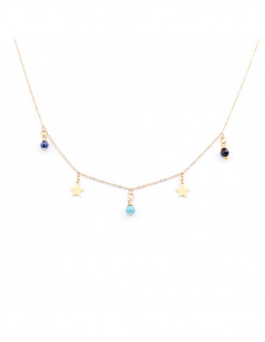 Blue sky - gilded stainless steel necklace for girls KULKA KIDS