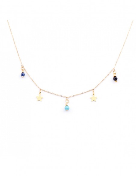 Blue sky - gilded stainless steel necklace for girls KULKA KIDS